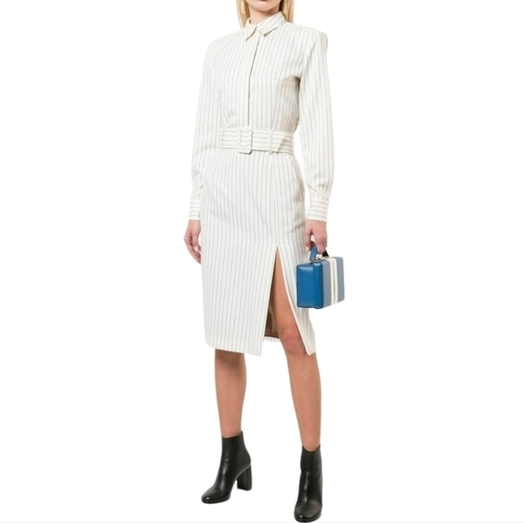 Sara Battaglia | Women's Classic White & Black Striped Skirt Suit (Size Large) - Picture 1 of 16